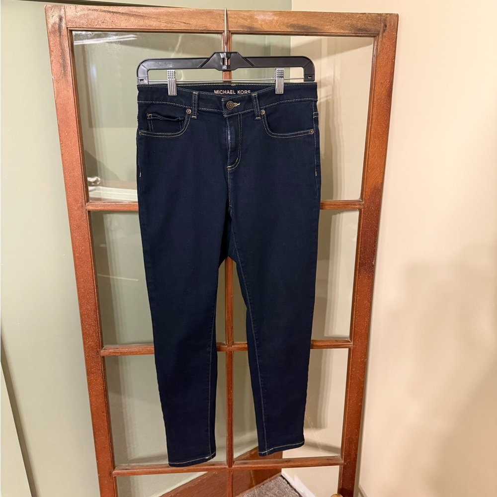 Michael Kors NWOT Dark Wash Skinny Jean Clean Denim w/ Contrast Stitching Size 6